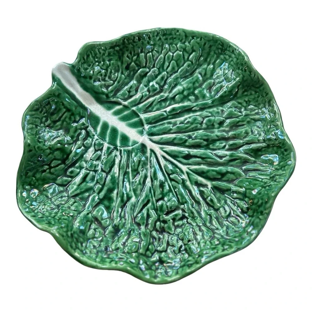Vintage Large Secla Portuguese‎ Majolica Cabbage Serving Platter 12